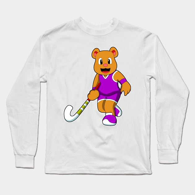 Bear at Hockey with Hockey stick Long Sleeve T-Shirt by Markus Schnabel